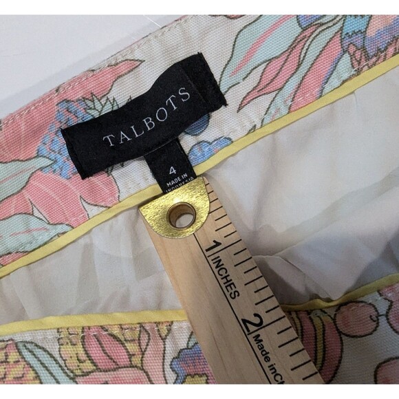 Talbots A-Line Pencil Skirt Pastel Beach Tropical Print With Parrots Size 4 - Picture 2 of 11